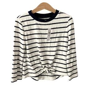 Gap NEW Tie Front Knit Sweater - Navy White Stripes - XS 4-5